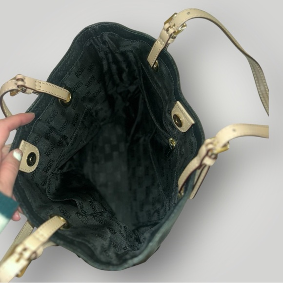 Micheal Kors Authentic black leather with tan straps bucket purse. - Picture 4 of 5